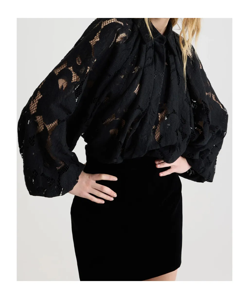 Patou Lace Detailed Collared Top