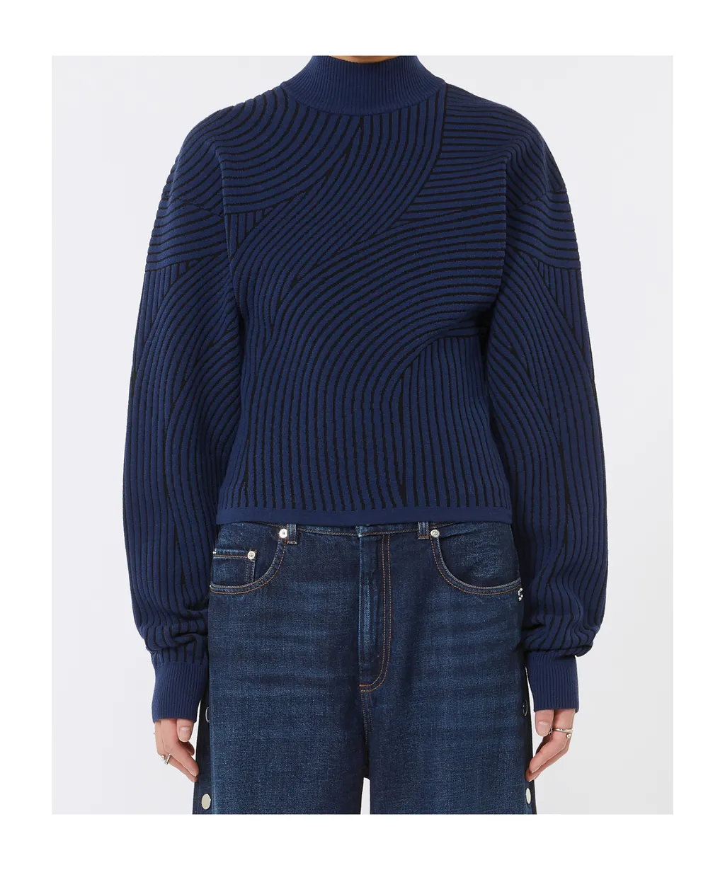 Febo Wave-Pattern High-Neck Sweater