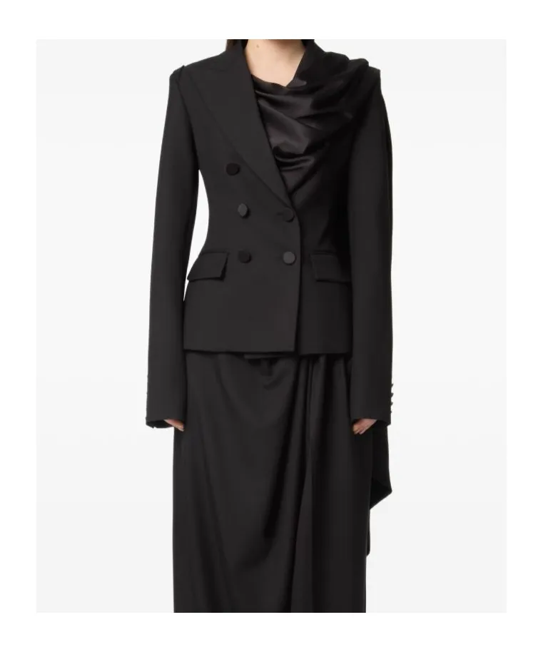 Draped-Scarf Blazer