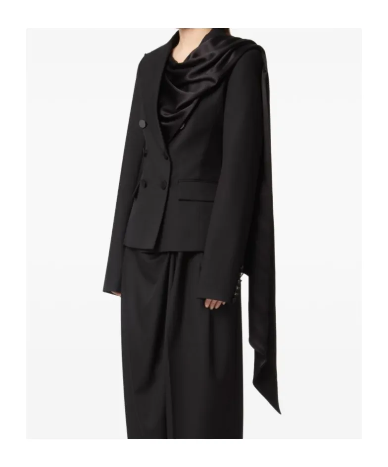 Draped-Scarf Blazer