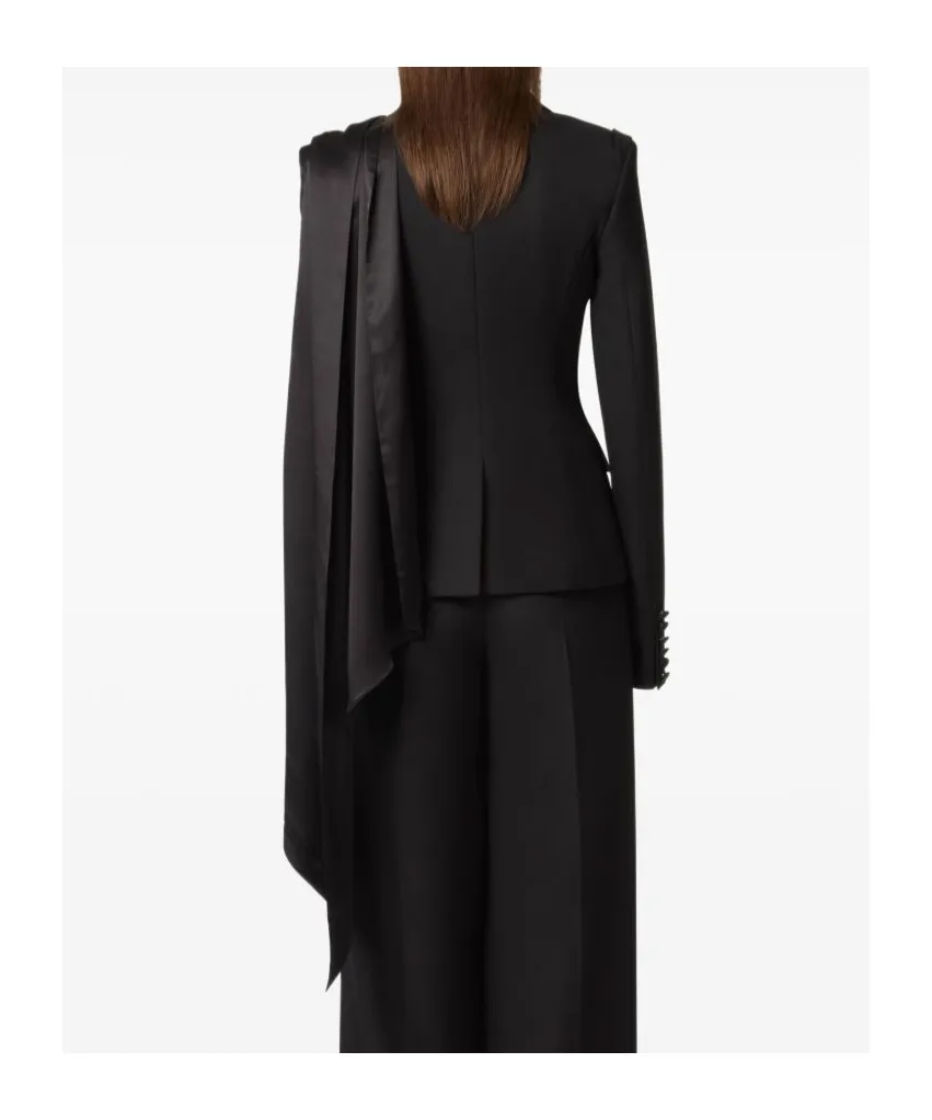 Draped-Scarf Blazer