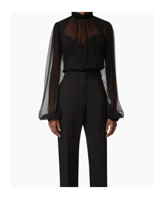 High-Neck Ruffled Top