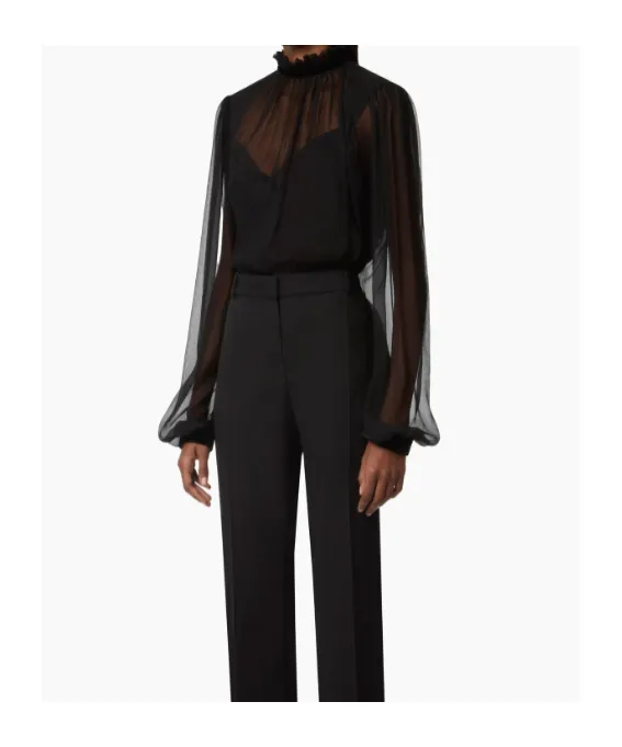 High-Neck Ruffled Top