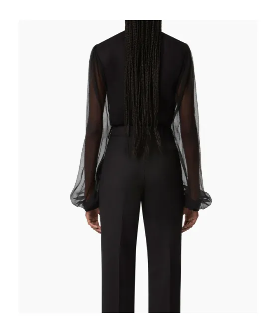 High-Neck Ruffled Top