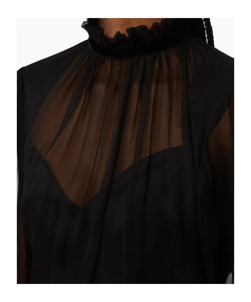 High-Neck Ruffled Top