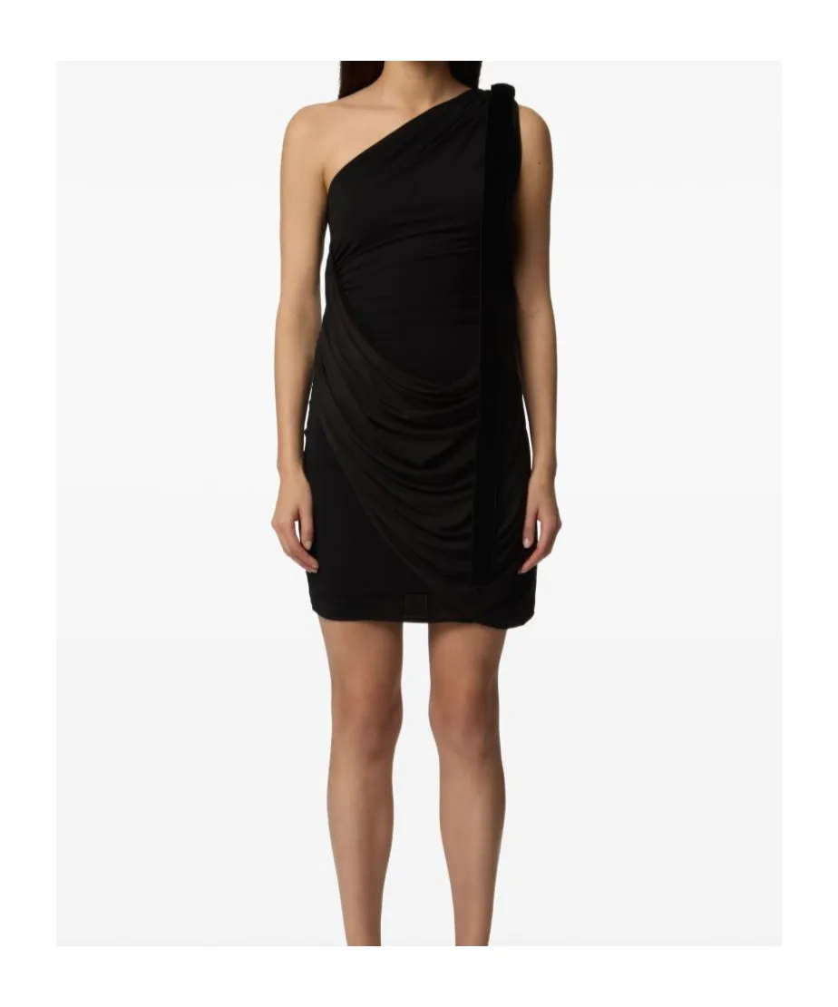 One-Shoulder Draped Mini Dress