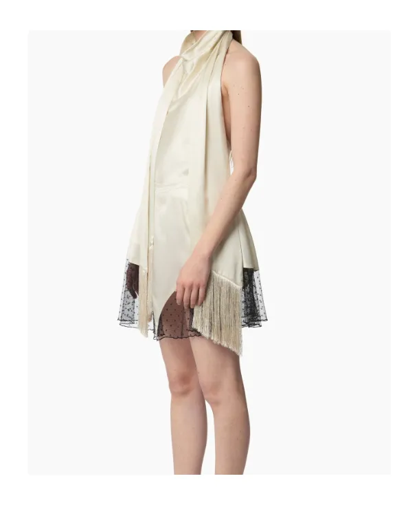 Halterneck Fringe-Detail Top