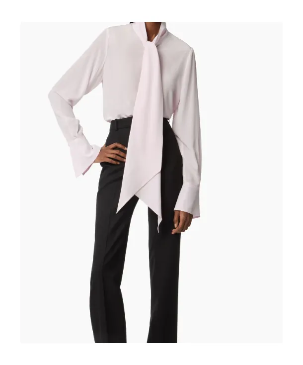 Tie-Neck Silk Shirt