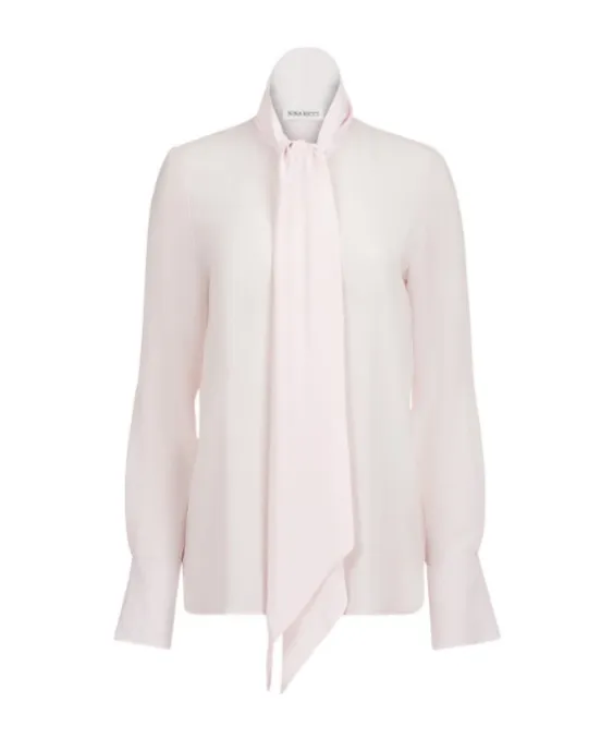 Tie-Neck Silk Shirt