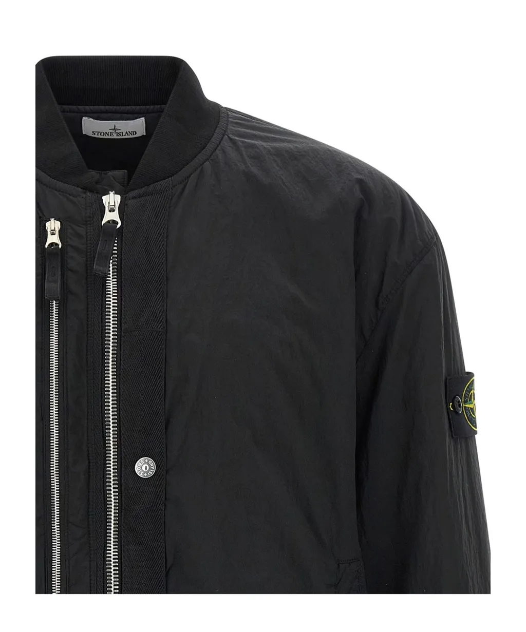 Stone Island Logo Patch Zipped Bomber Jacket
