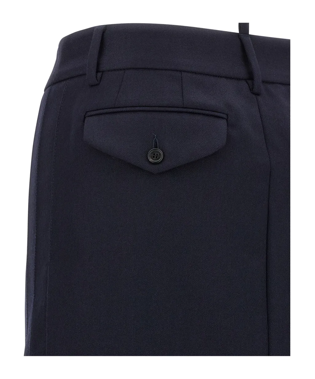 Denim-Insert Pleated Skirt