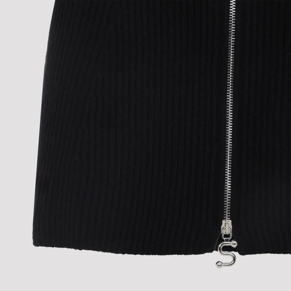 Ribbed Zip-Front Mini Skirt