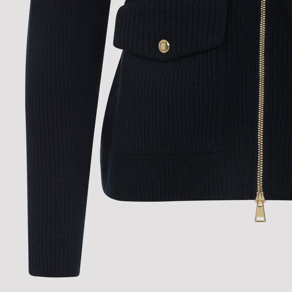 Moncler Zip-Up Ribbed Cardigan