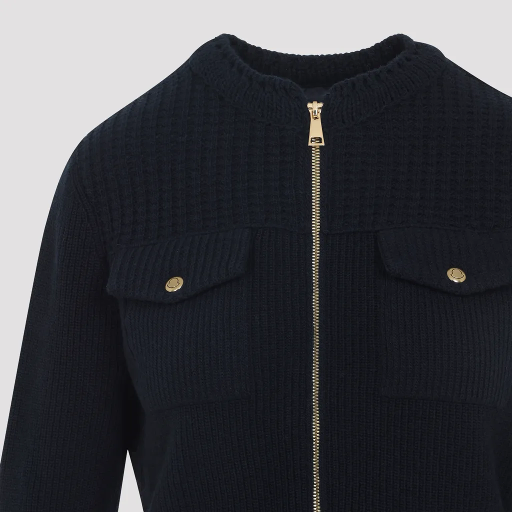 Moncler Zip-Up Ribbed Cardigan