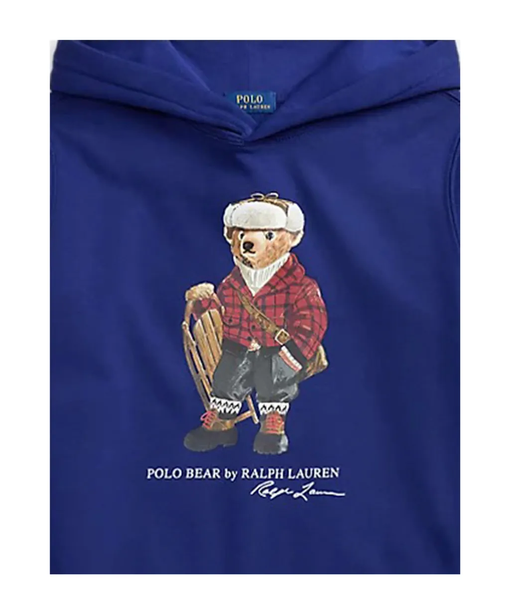 Cotton Blend Sweatshirt With Polo Bear Print