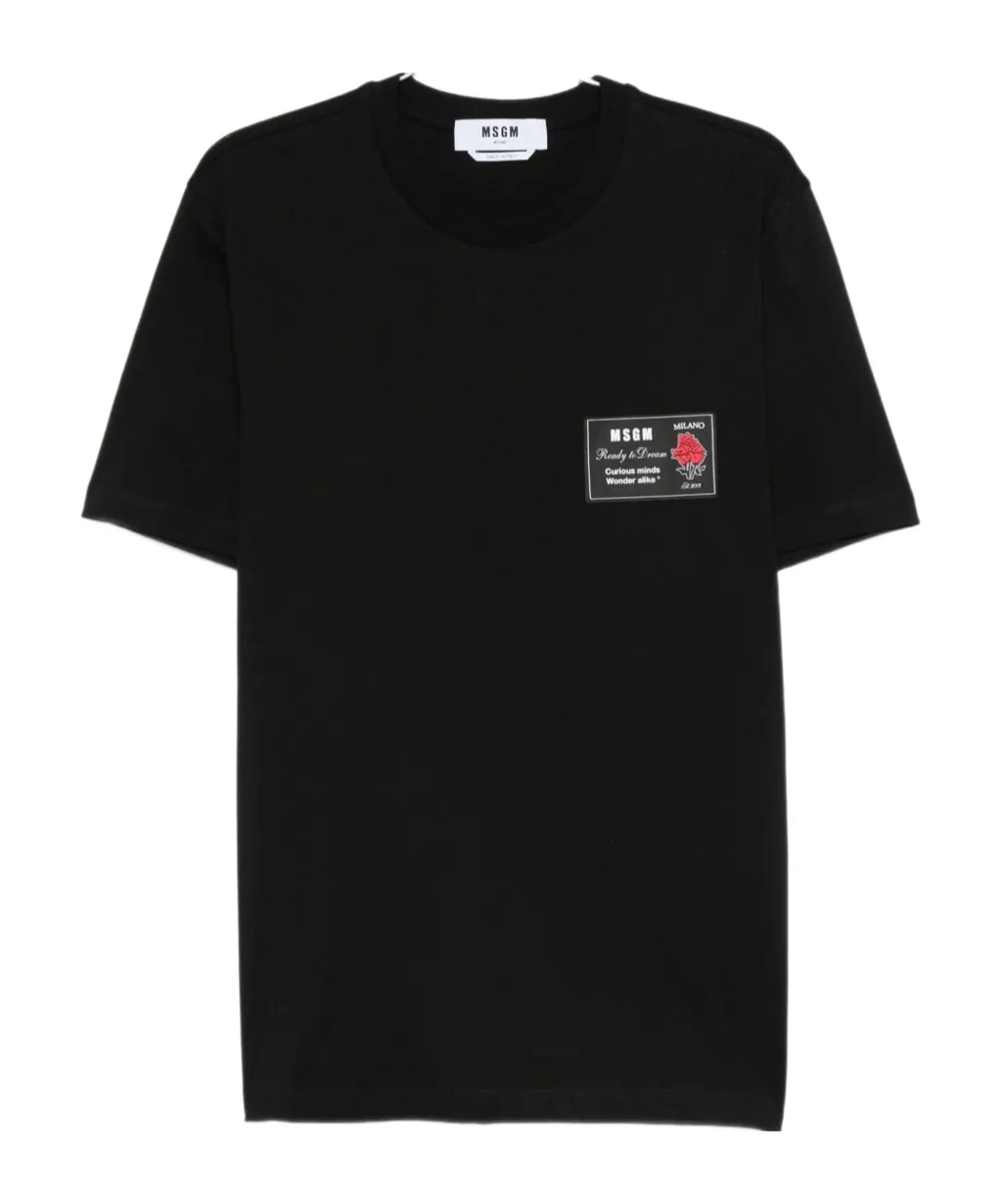 Rose-Print Patch T-Shirt