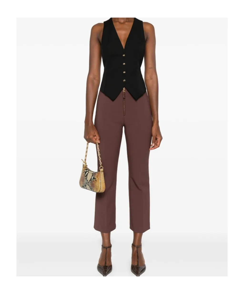 Zip-Detail Flared Trousers