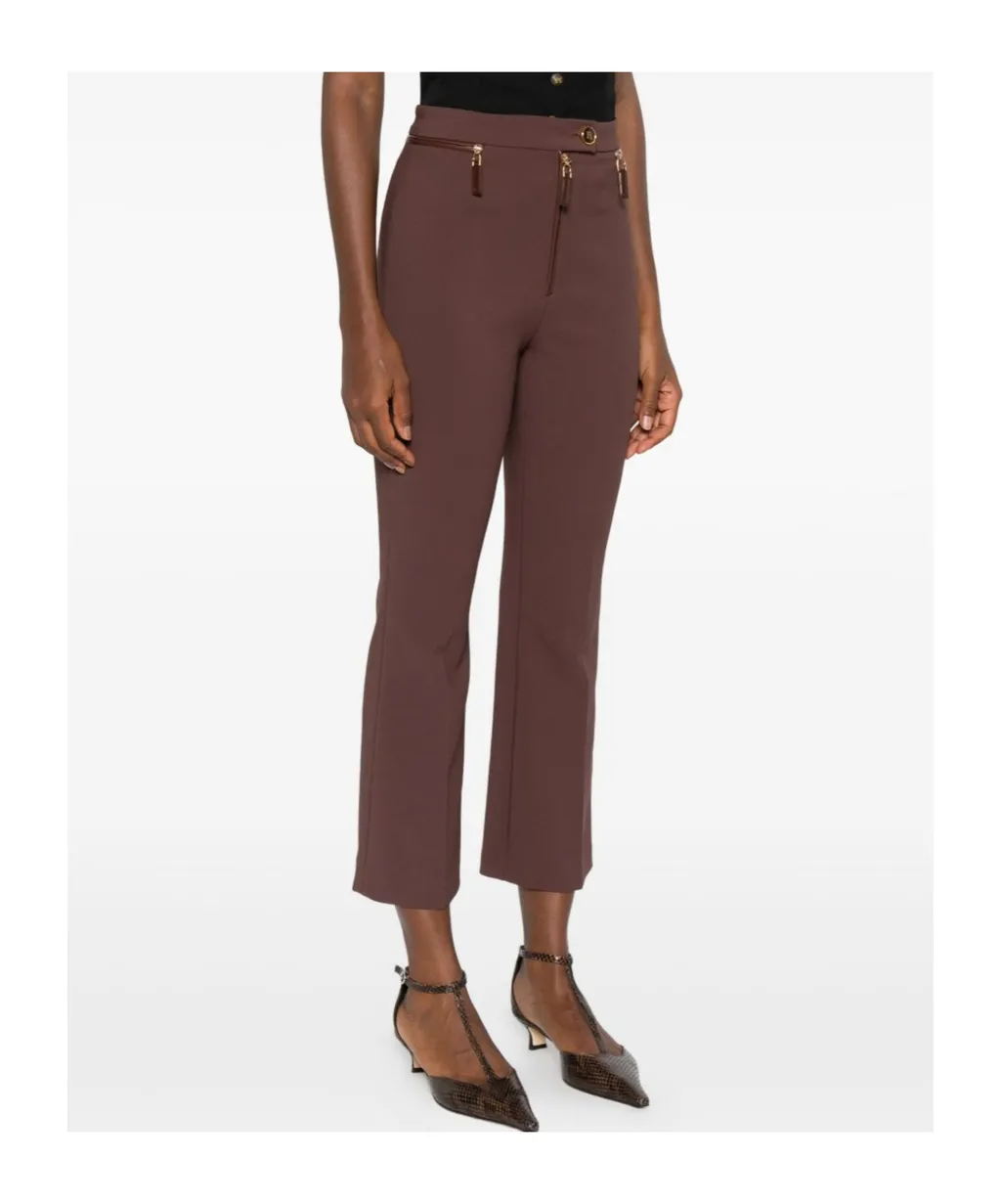 Zip-Detail Flared Trousers