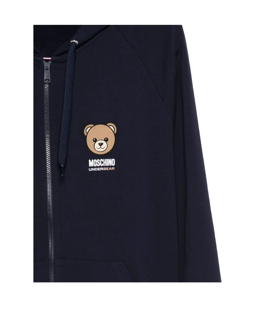 Teddy-Print Zip-Fastening Hoodie