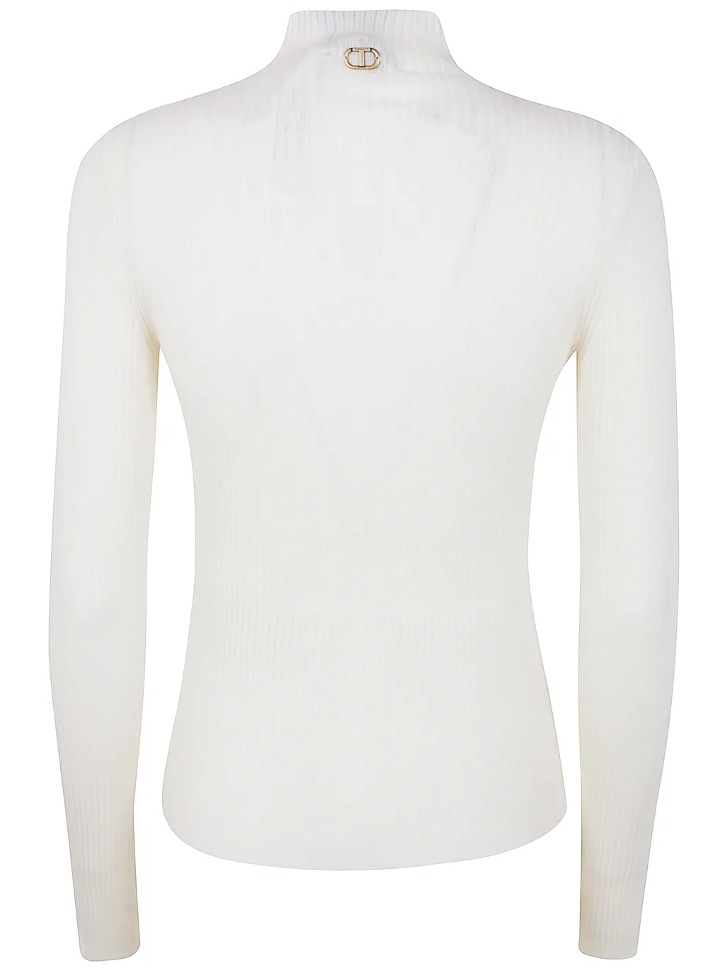 Twinset Long Sleeved High-Neck Ribbed Jumper