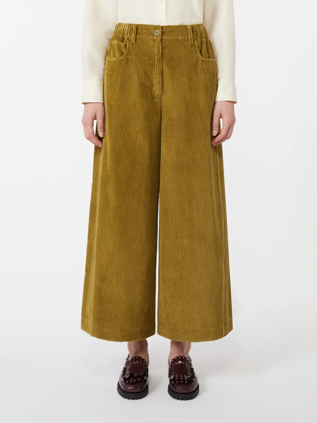 Cropped Cotton Velvet Trousers