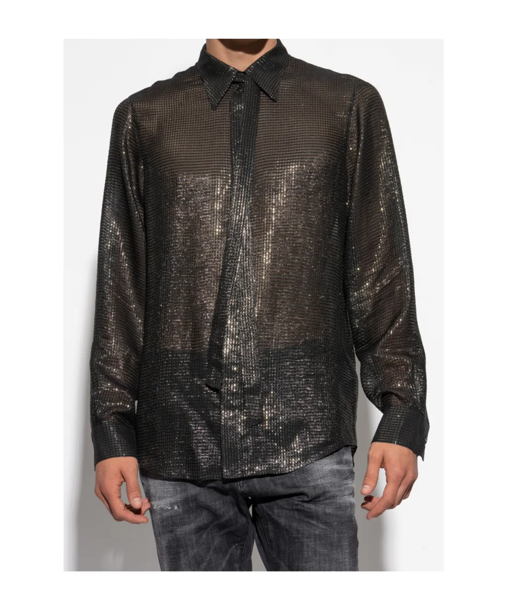 Sparkling Tie-Neck Shirt
