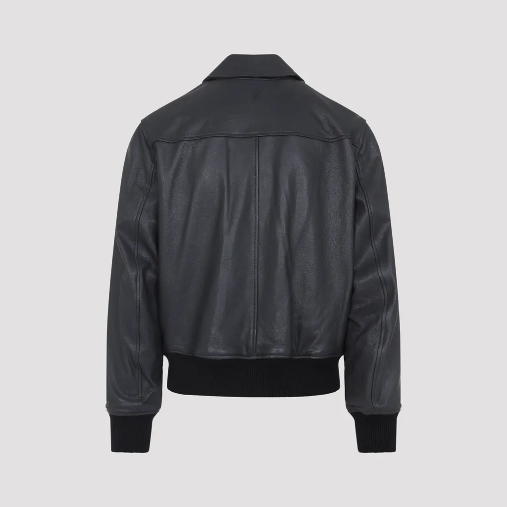Long-Sleeved Leather Jacket