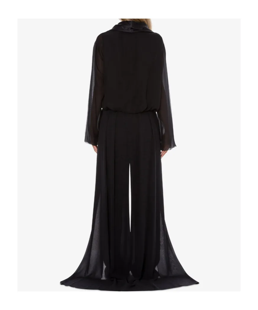 Long-Sleeved Silk Chiffon Blouse