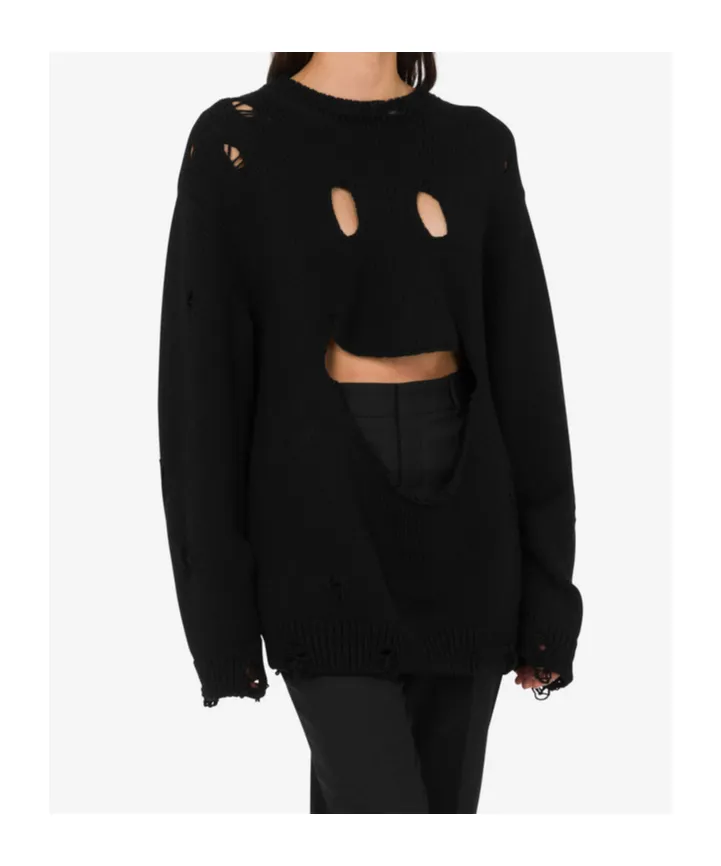 Smiley Face Distressed Sweater