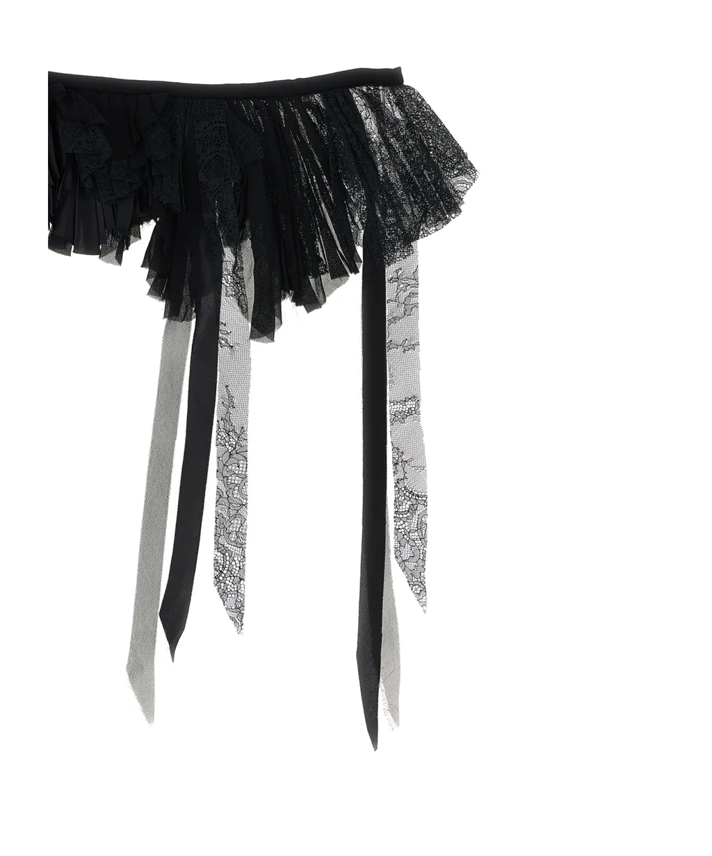 Lace-Fringed Silk Scarf