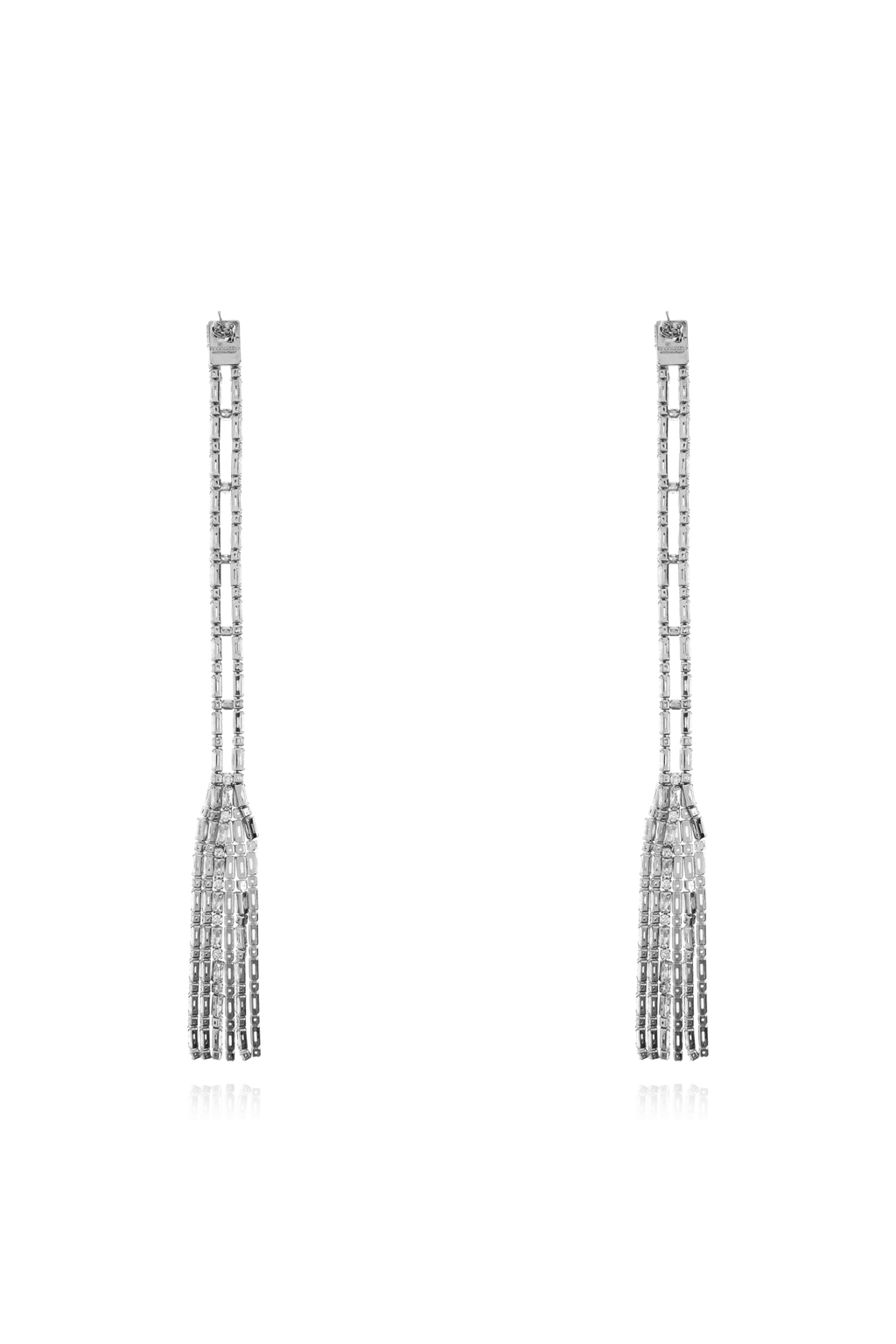 Baguette-Cut Crystal-Fringe Earrings