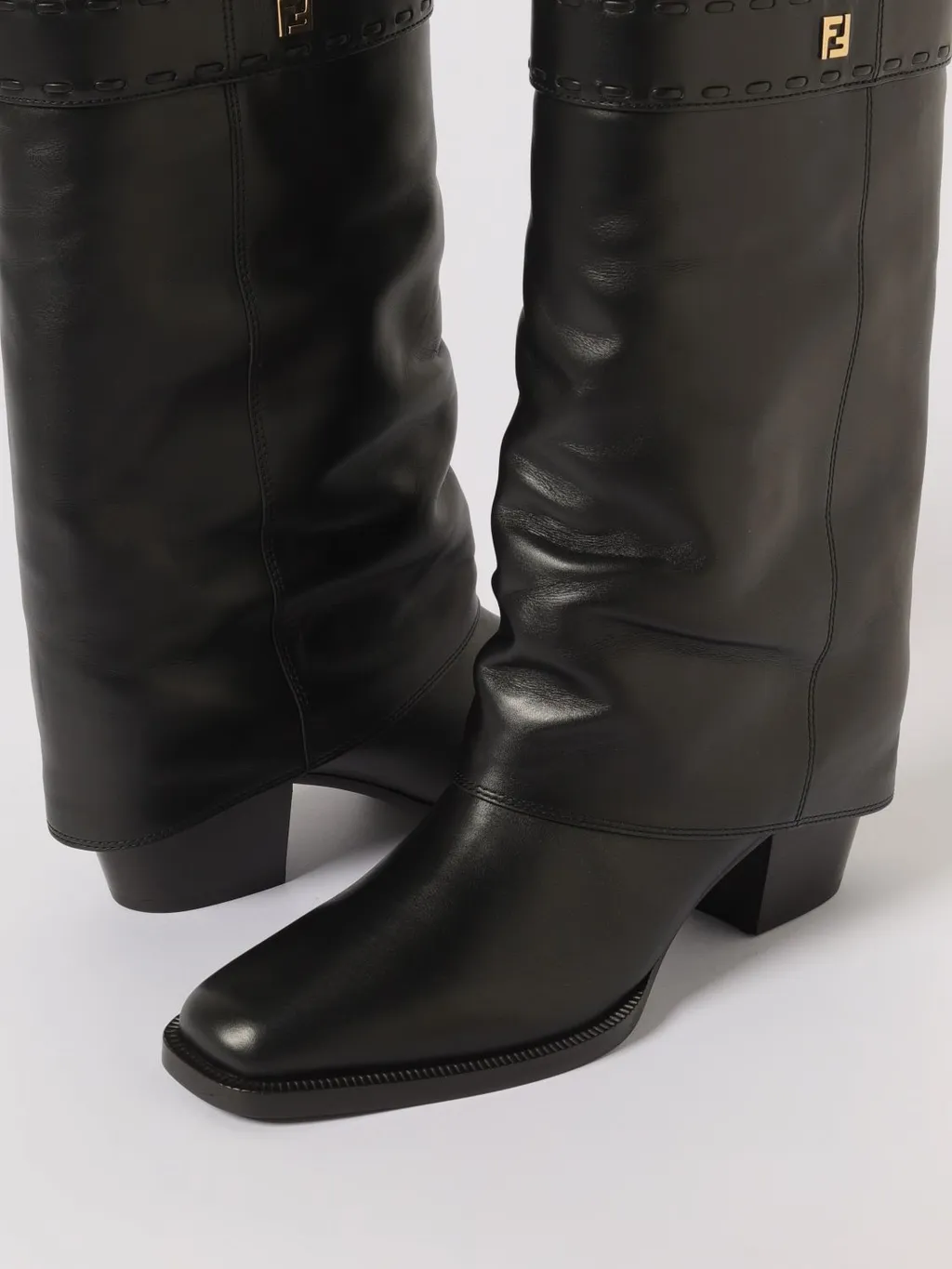 Fendi Square-Toe Ankle Boots
