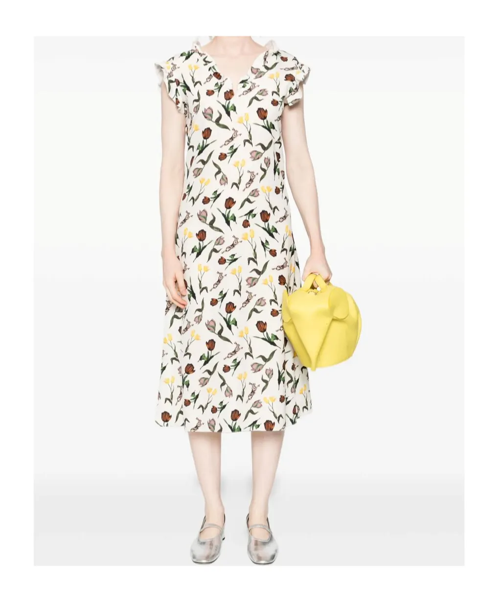 Floral-Print Midi Dress