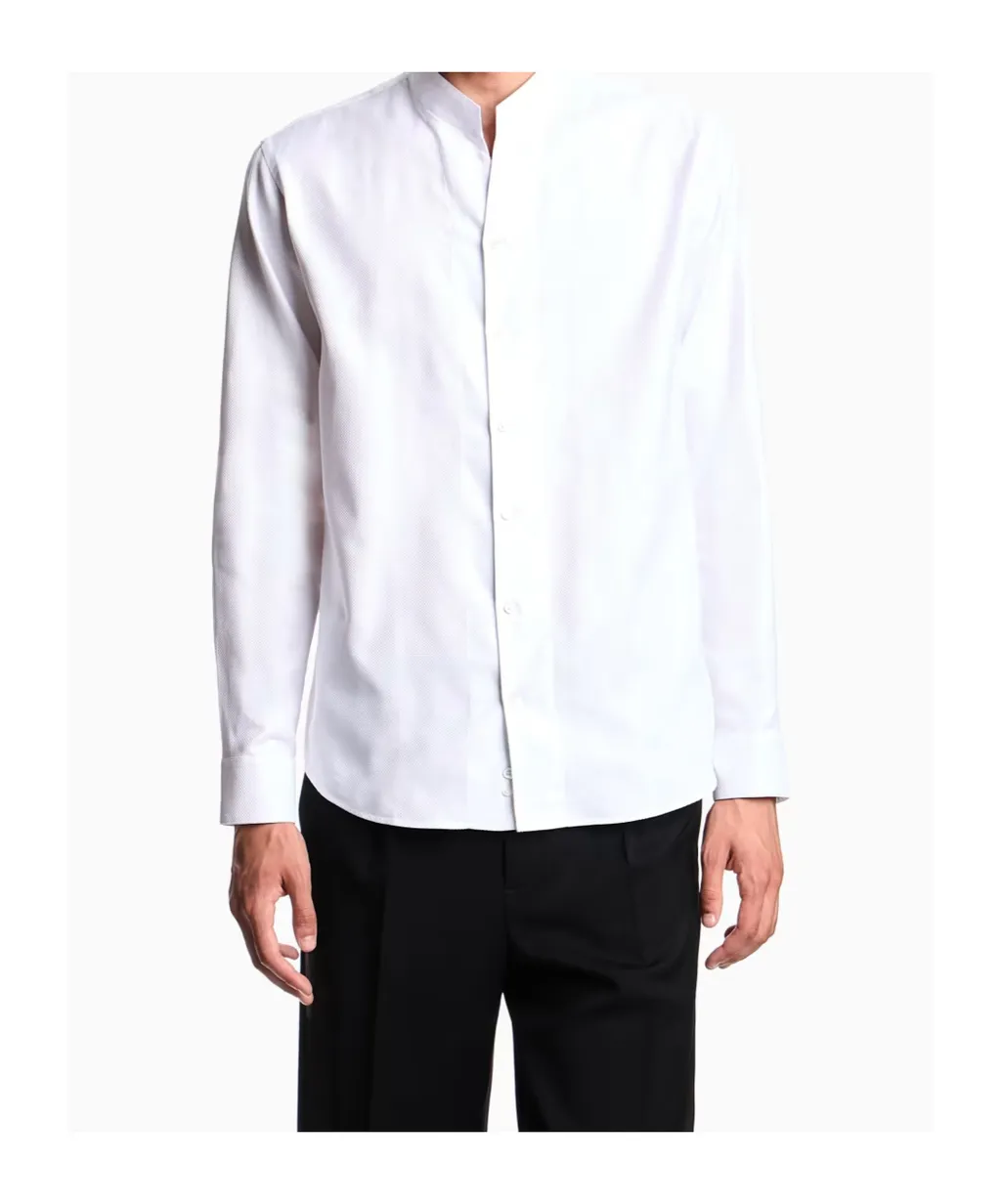 Mandarin-Collar Cotton Shirt