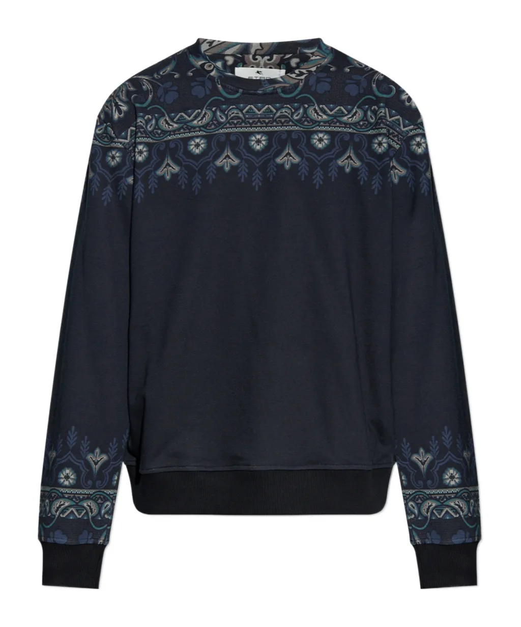 Paisley-Print Crew-Neck Sweatshirt