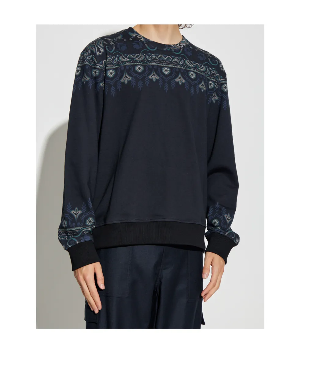 Paisley-Print Crew-Neck Sweatshirt