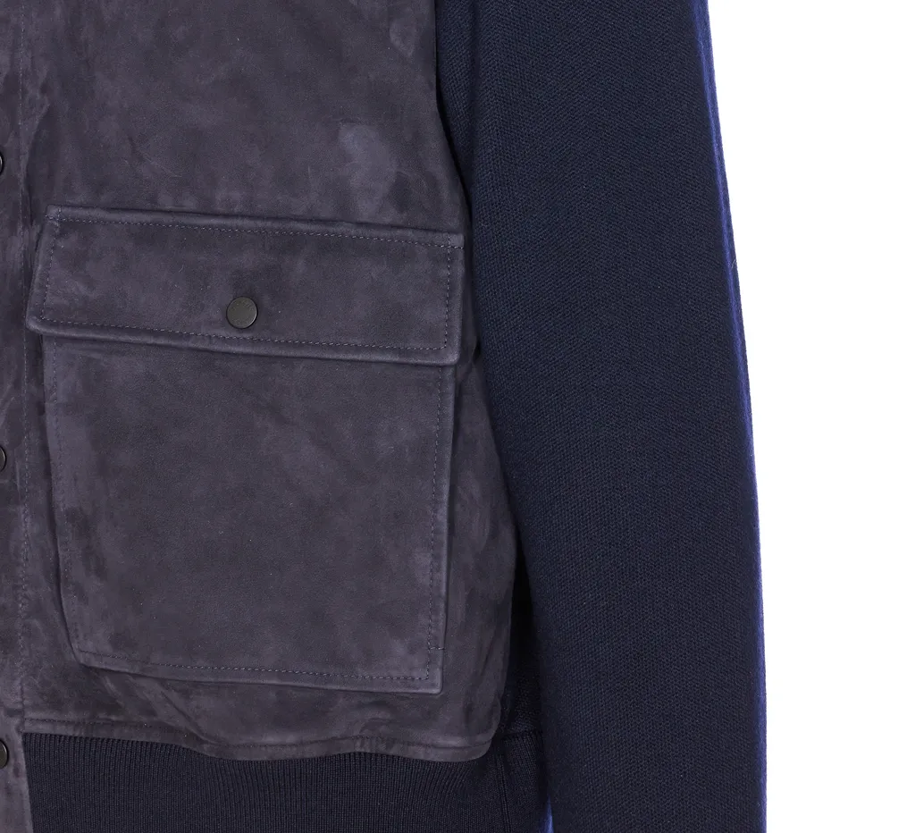 Suede Knitted-Panel Jacket