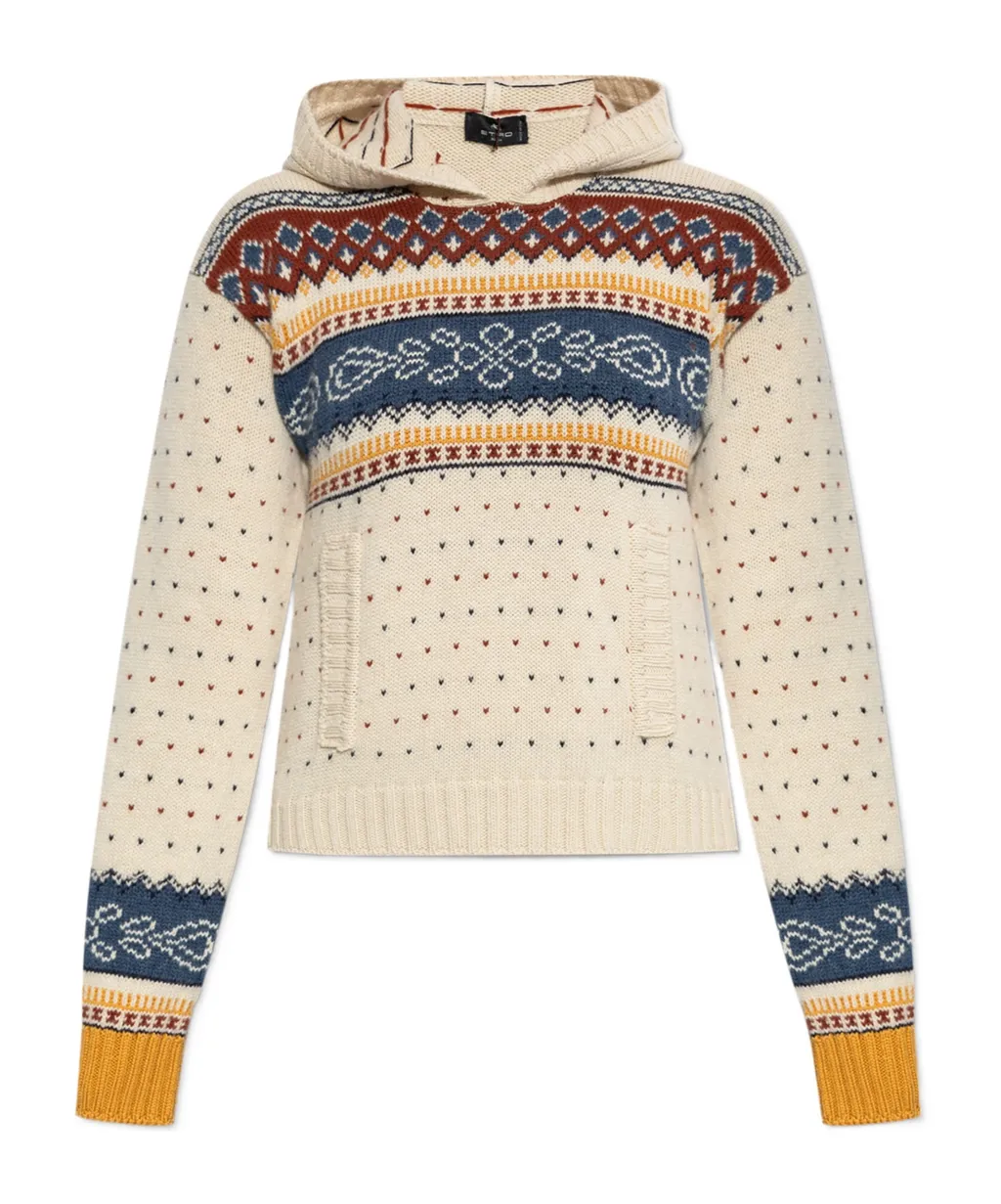 Patterned Hooded Sweater