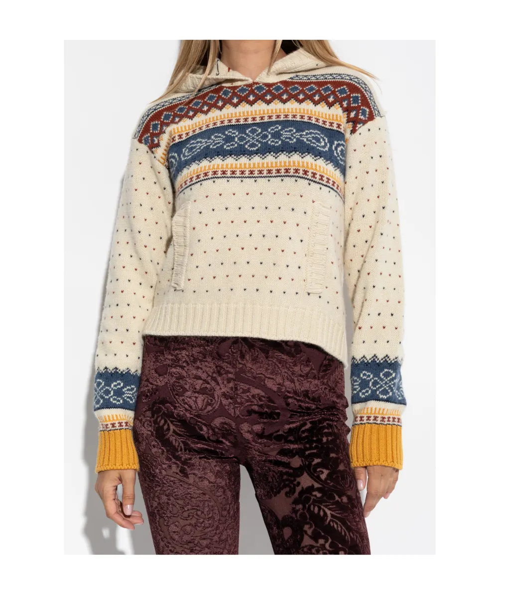 Patterned Hooded Sweater