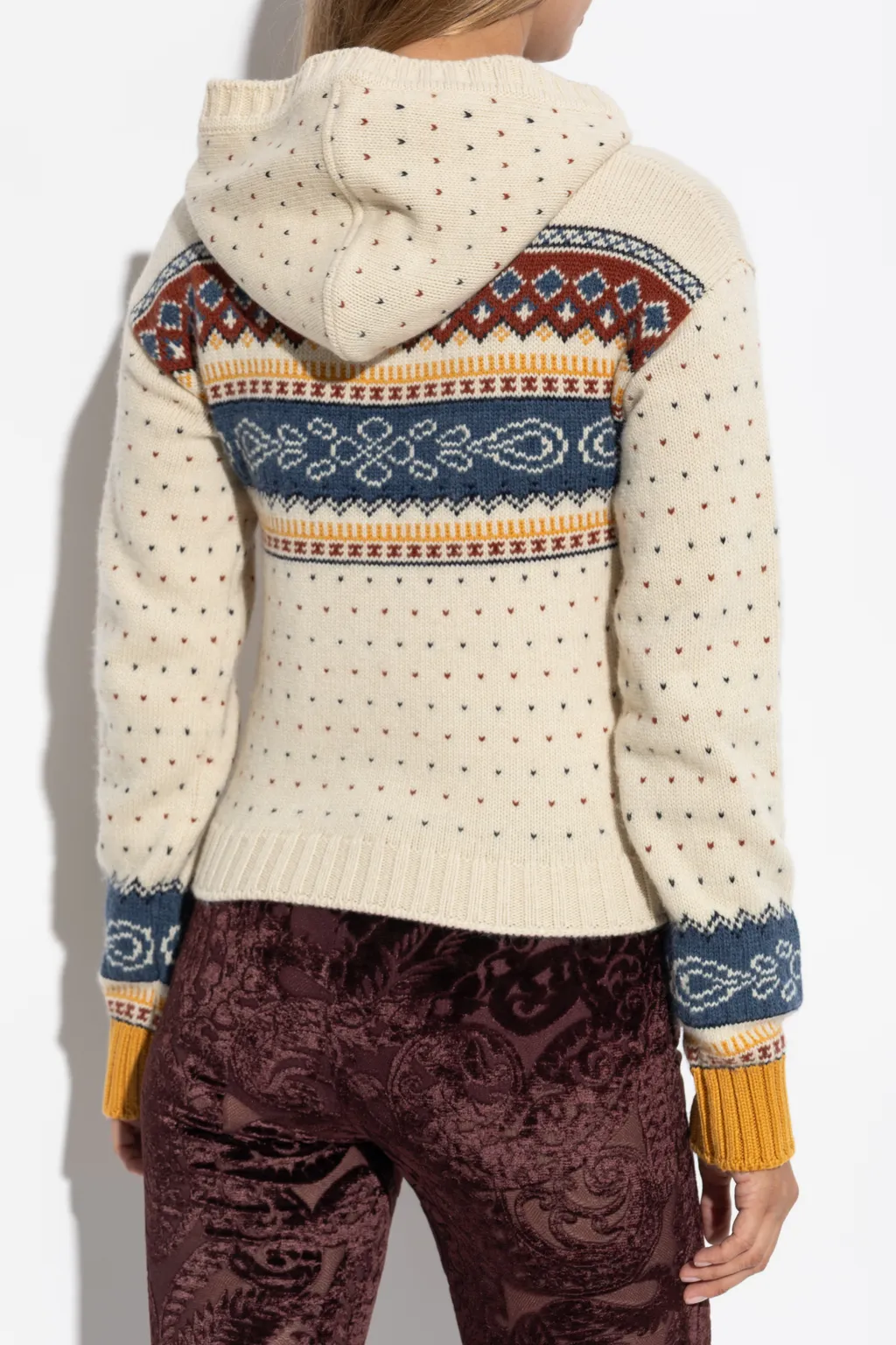 Patterned Hooded Sweater