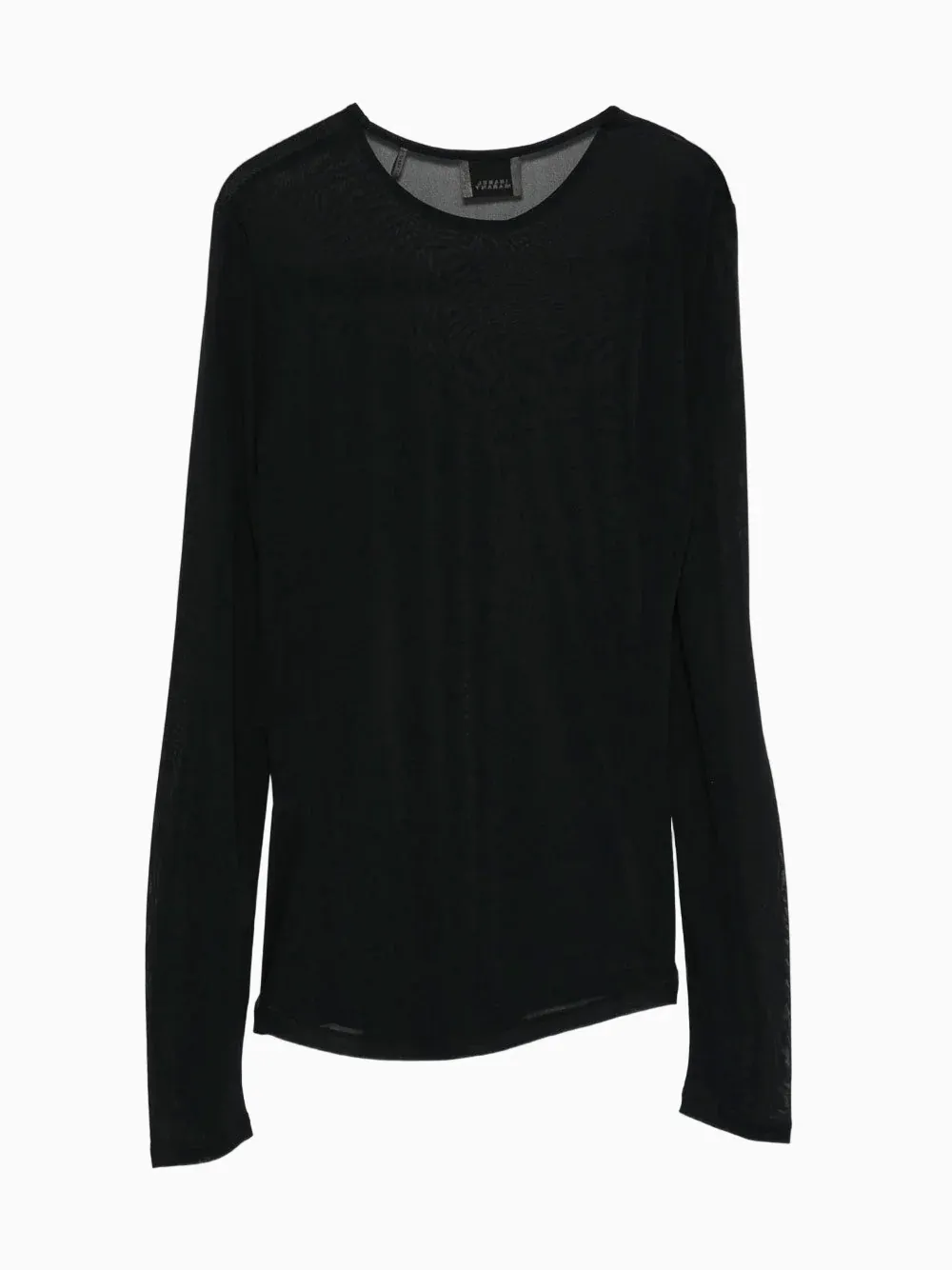 Sheer-Panel Long-Sleeve Top