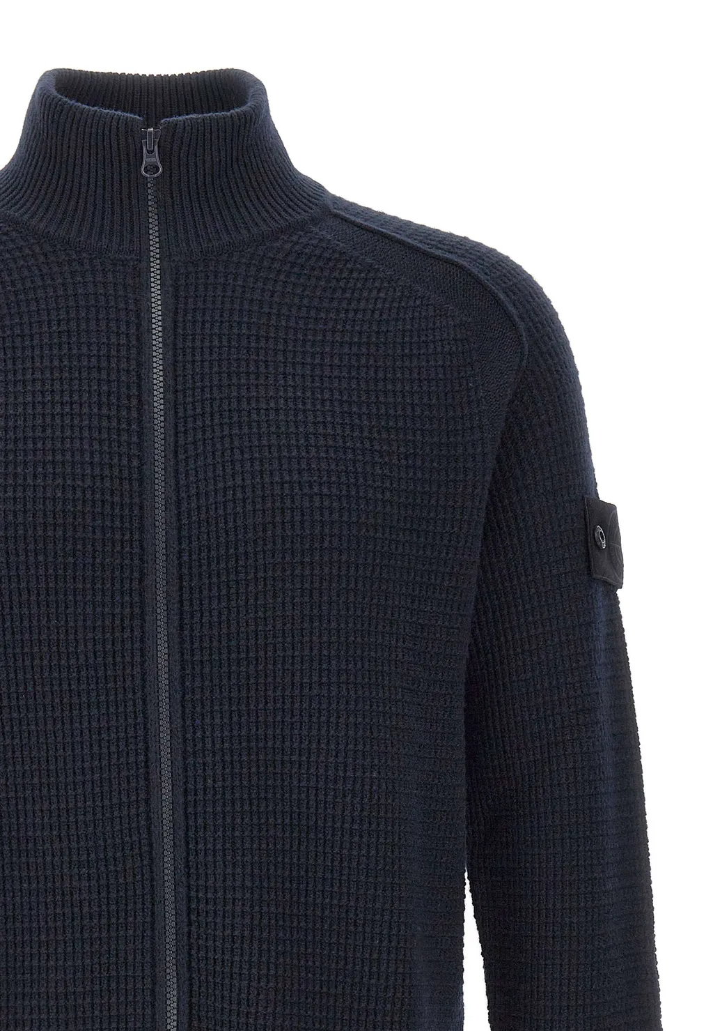 Stone Island Logo Patch Zip-Up Cardigan
