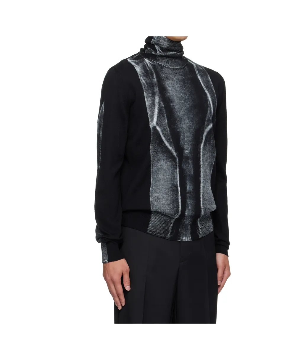 High-Neck Panelled Sweater