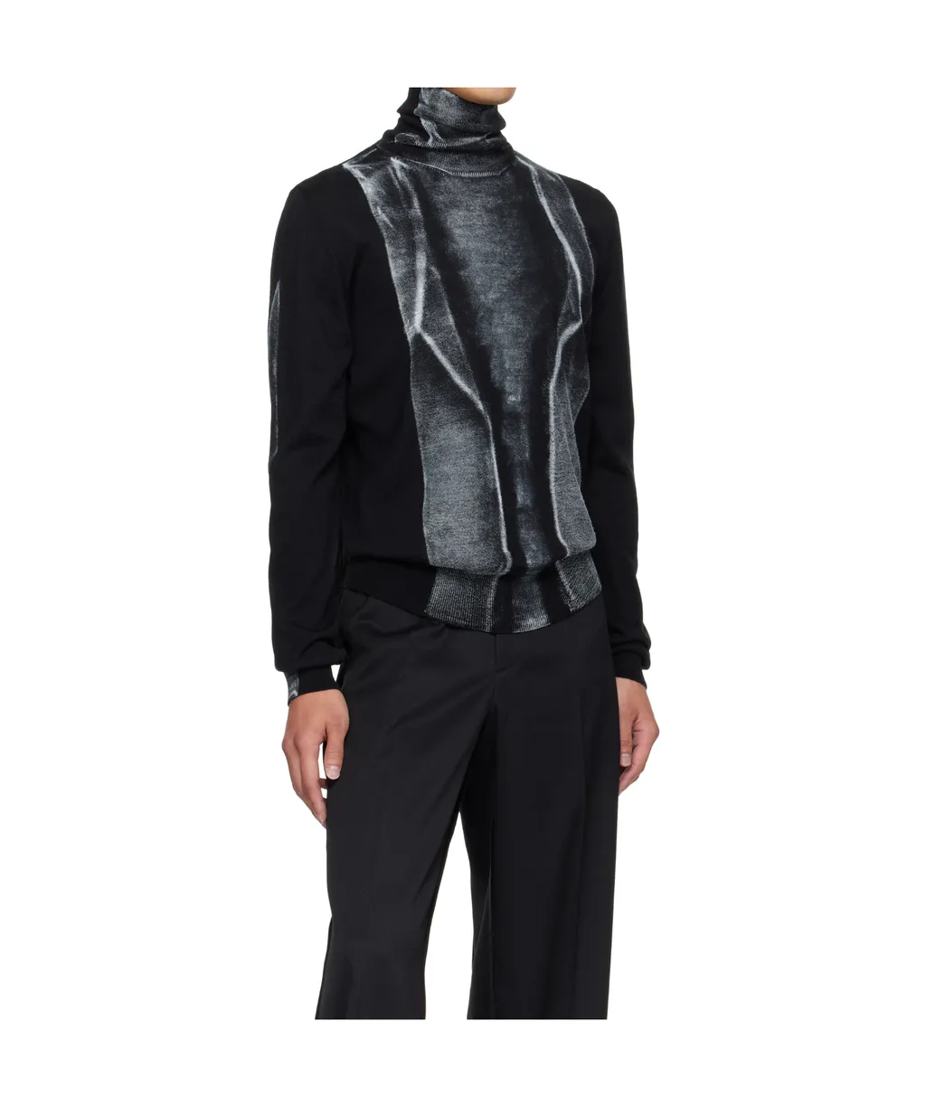 High-Neck Panelled Sweater