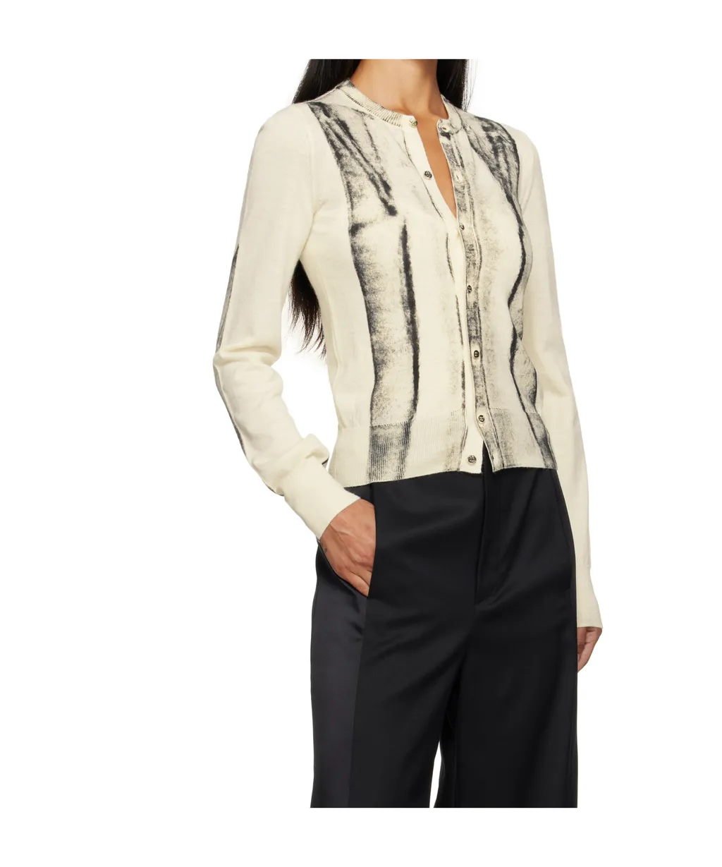 Mm6 Maison Margiela Cardigan-Print Crewneck Jumper