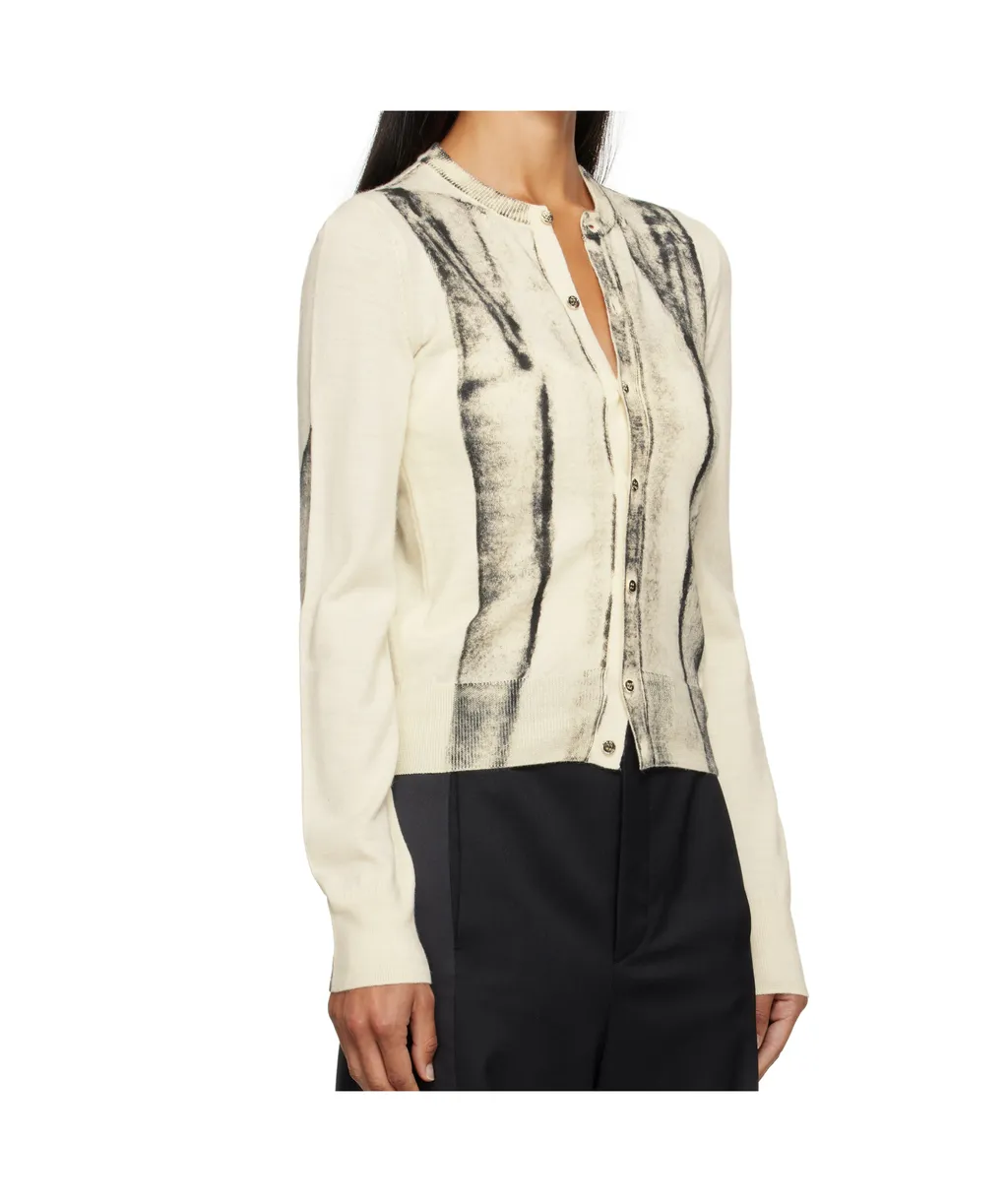 Mm6 Maison Margiela Cardigan-Print Crewneck Jumper