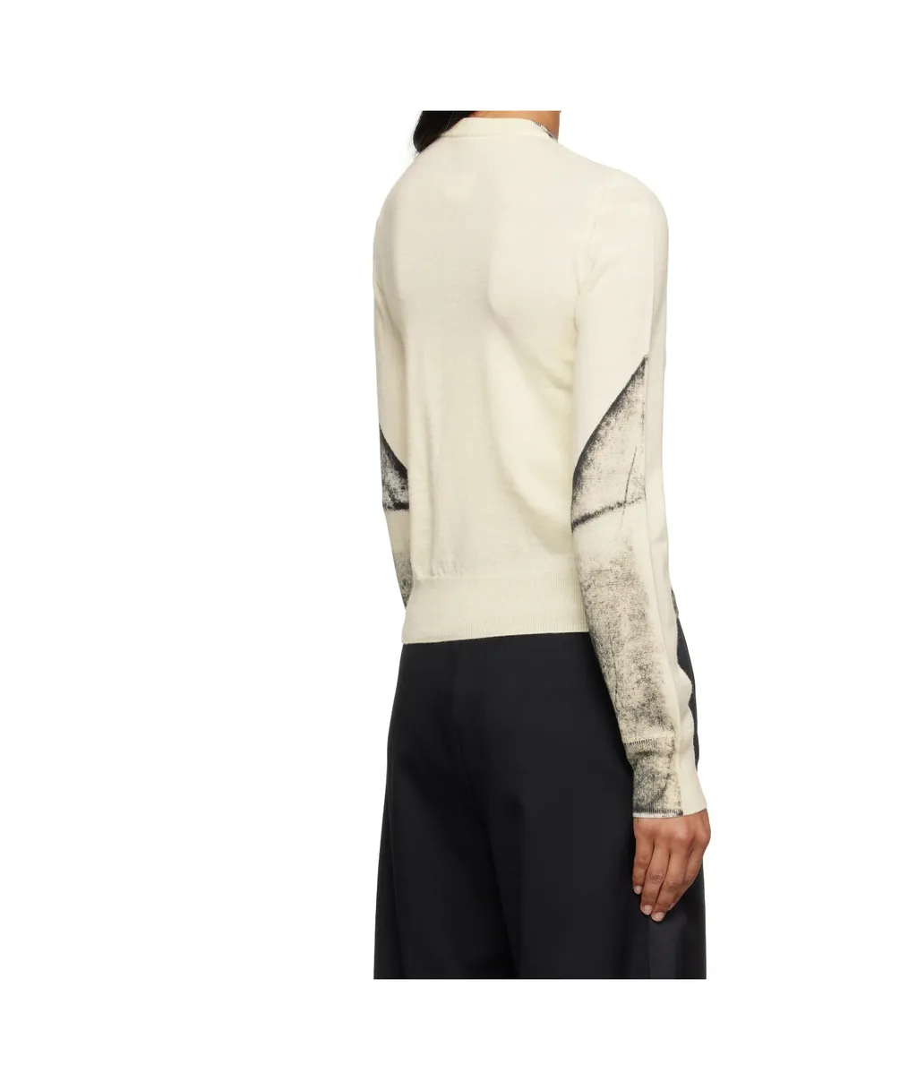 Mm6 Maison Margiela Cardigan-Print Crewneck Jumper
