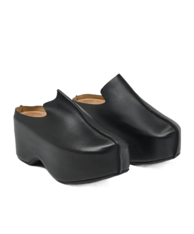 Platform Clog - Heeled Leather Mules