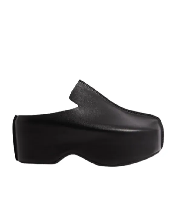 Platform Clog - Heeled Leather Mules