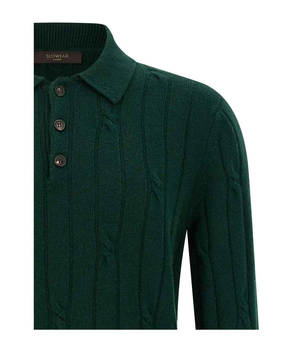 Zanone Braided Wool Polo Shirt